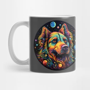 Colorful space dog with planets Mug